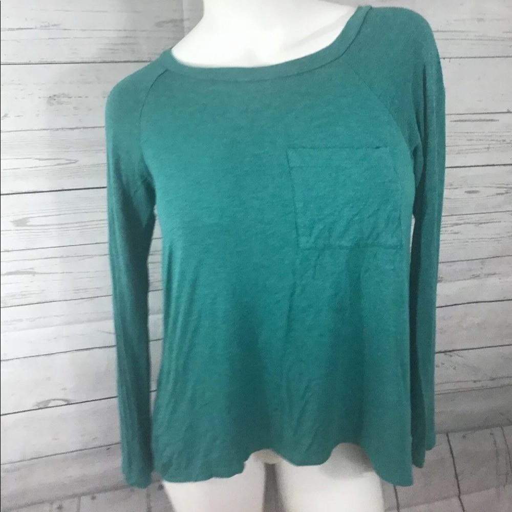 Anthropologie Bordeaux Long Sleeve Pocket Tee S